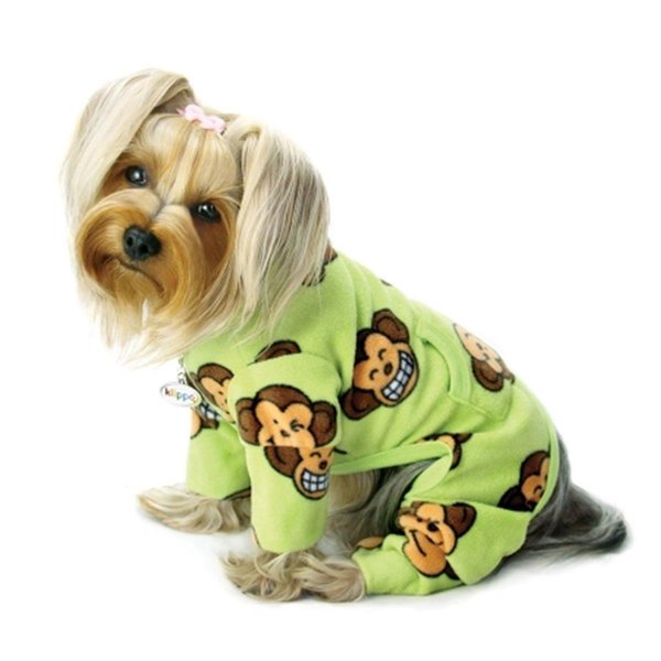 Petpath Silly Monkey Fleece Turtleneck Pajamas Lime Extra Small PE784623